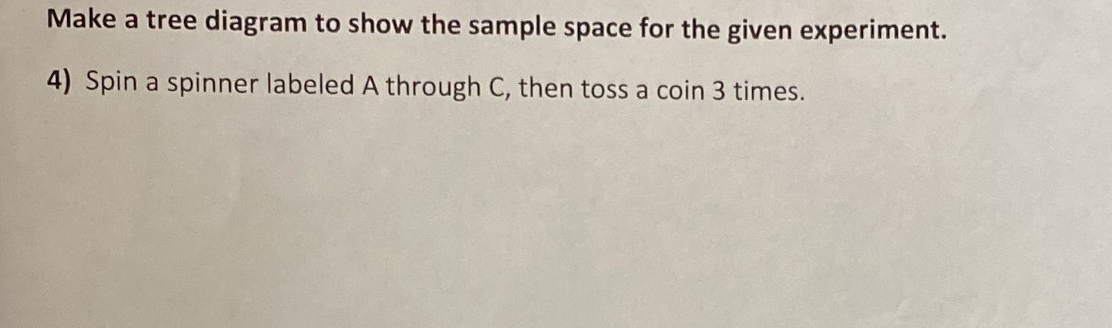 Make a tree diagram to show the sample space for the