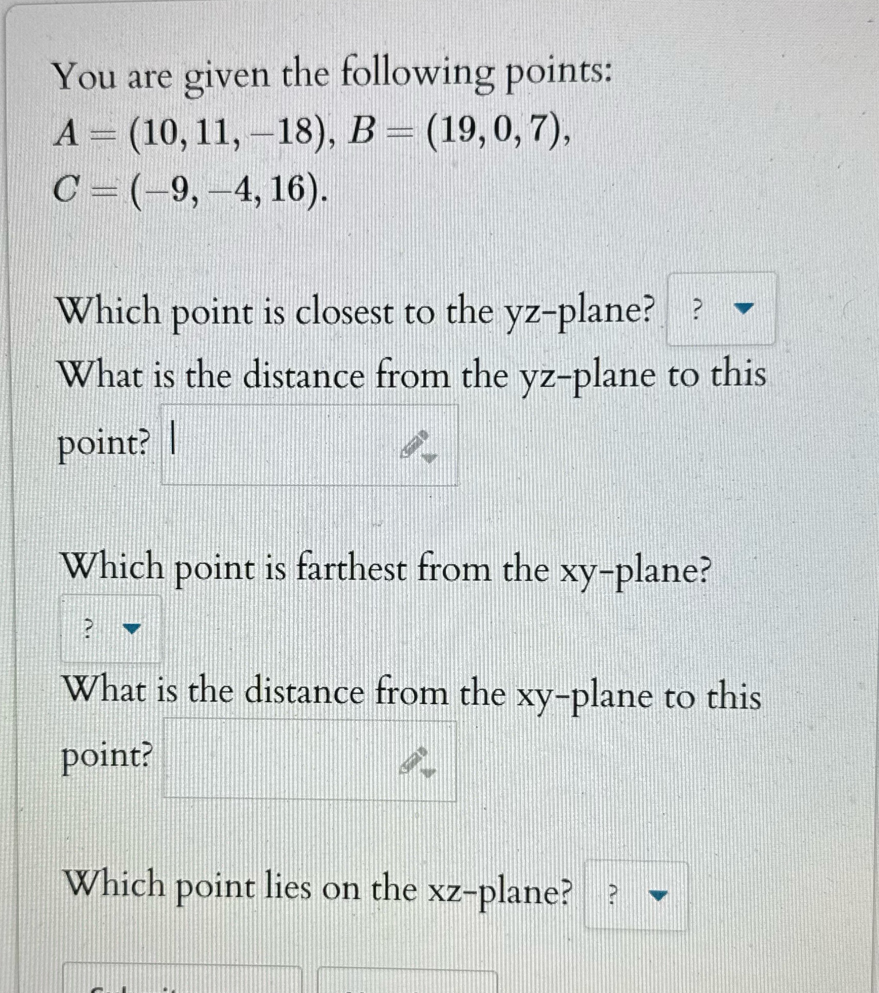 Please explain You are given the following points: A = (10, 11,