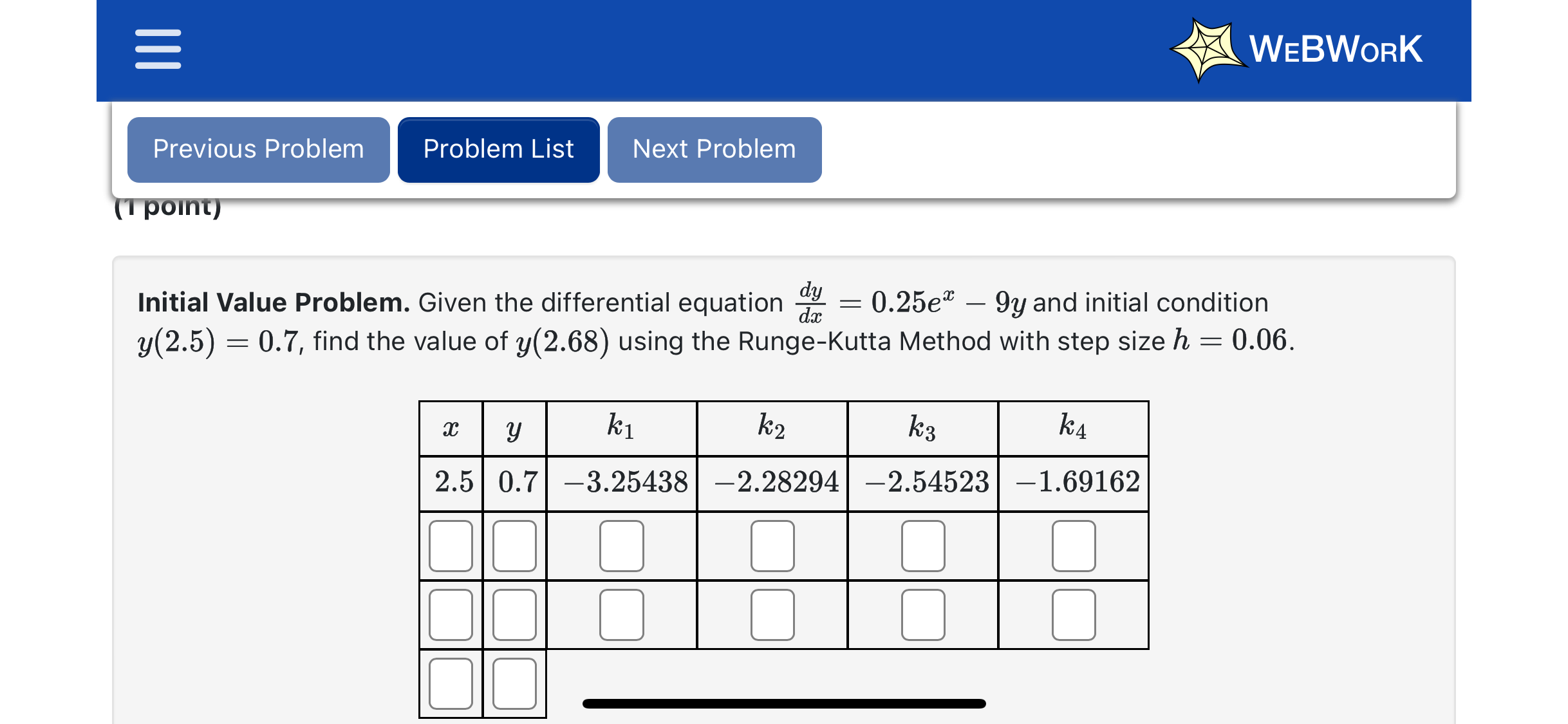  Previous Problem Problem List Next Problem S QUGN Initial Value Problem.