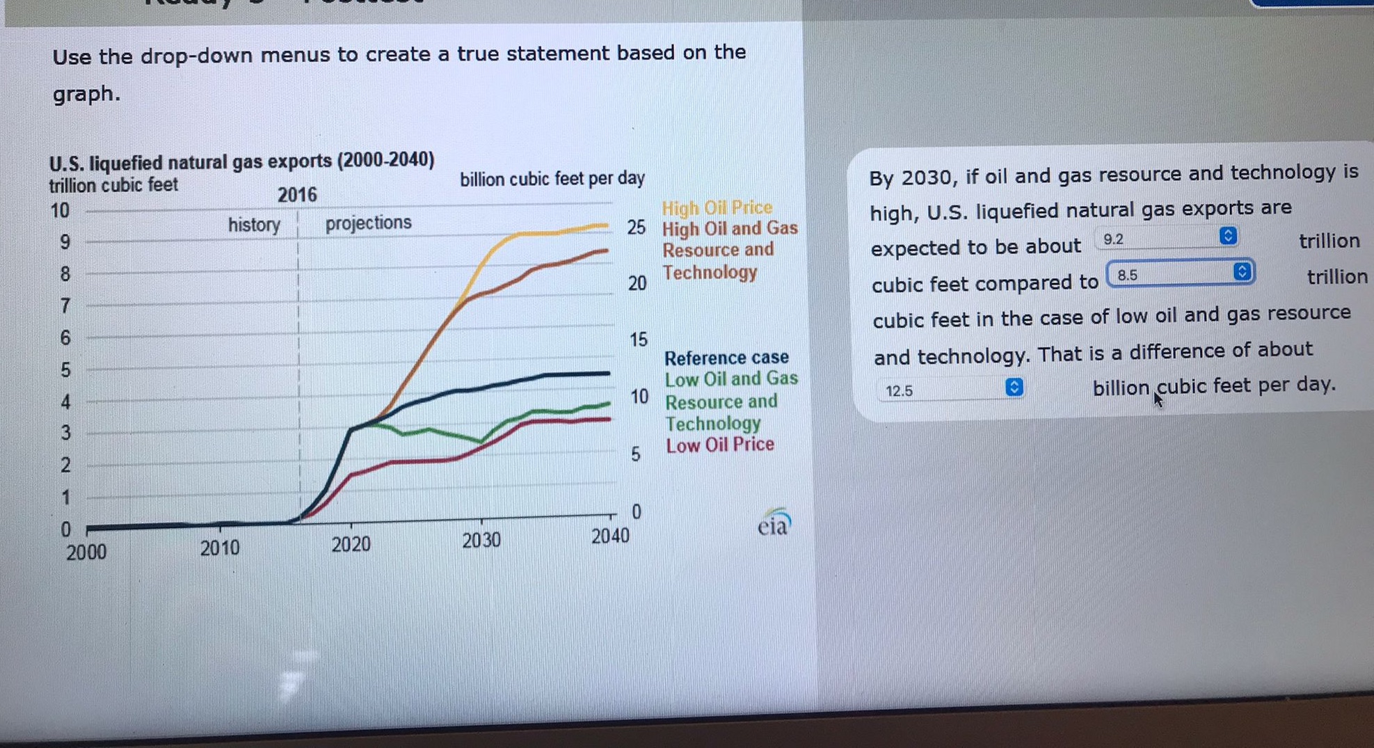  Use the drop-down menus to create a true statement based on