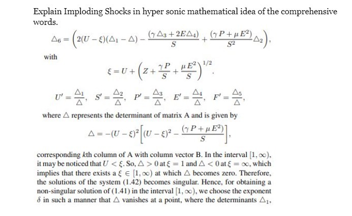  Explain Imploding Shocks in hyper sonic mathematical idea of the comprehensive