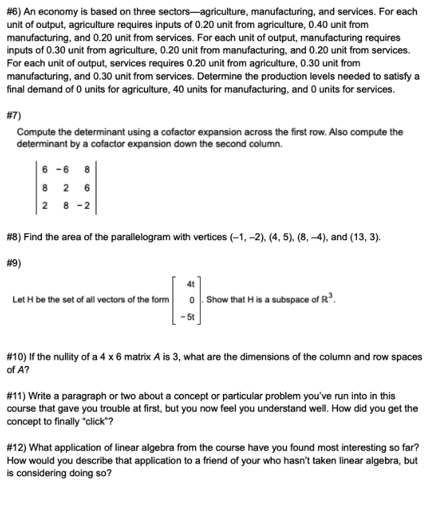 is given below. 10 -3 0 -8 4 0 1 6 -1