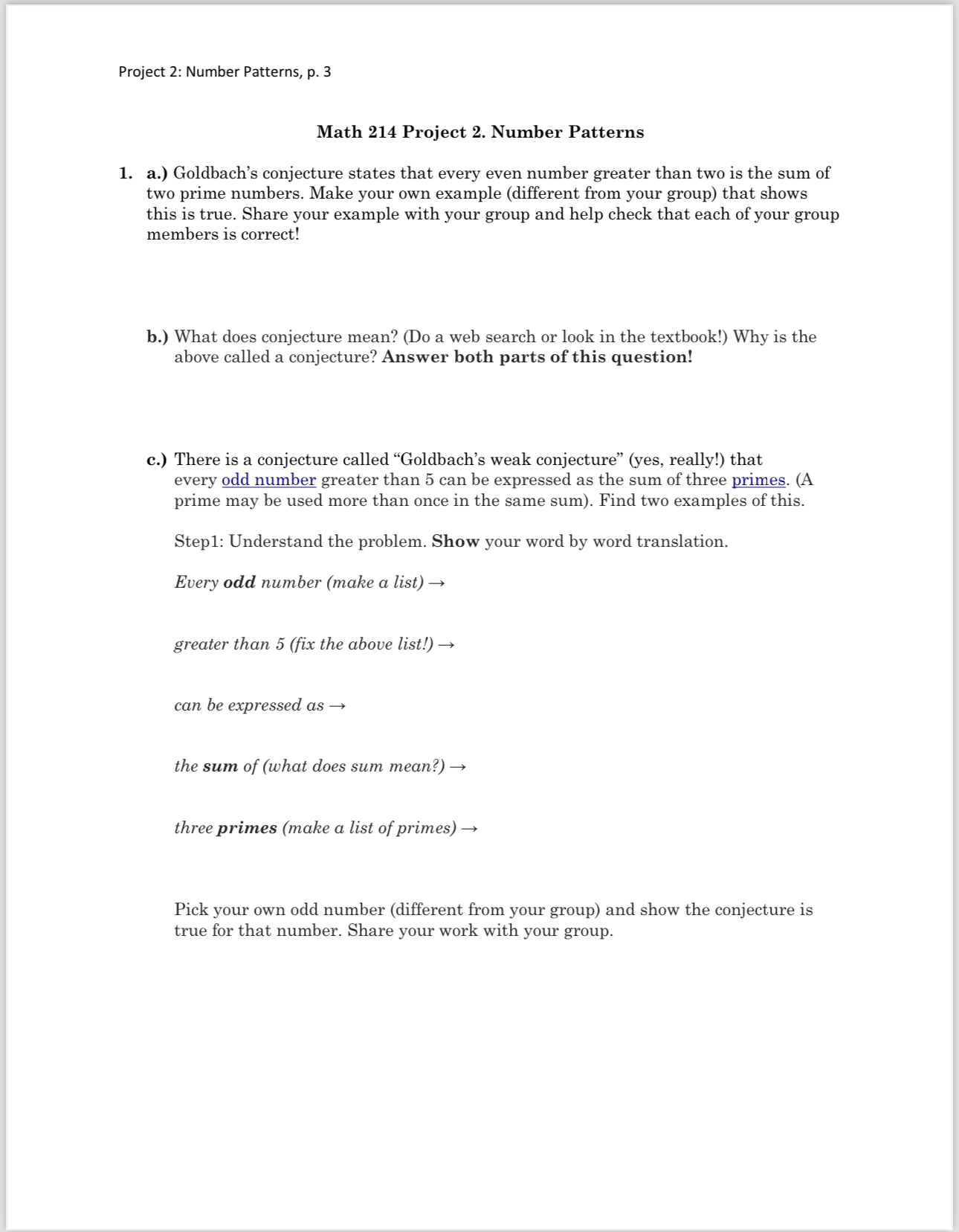  Project 2: Number Patterns, p. 3 Math 214 Project 2. Number