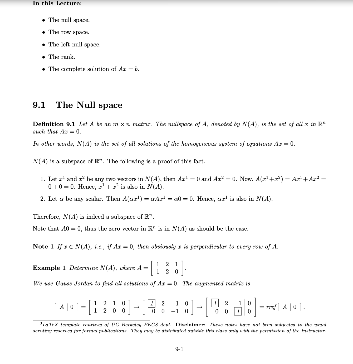 C(A), the null space N (A), the row space, and the left