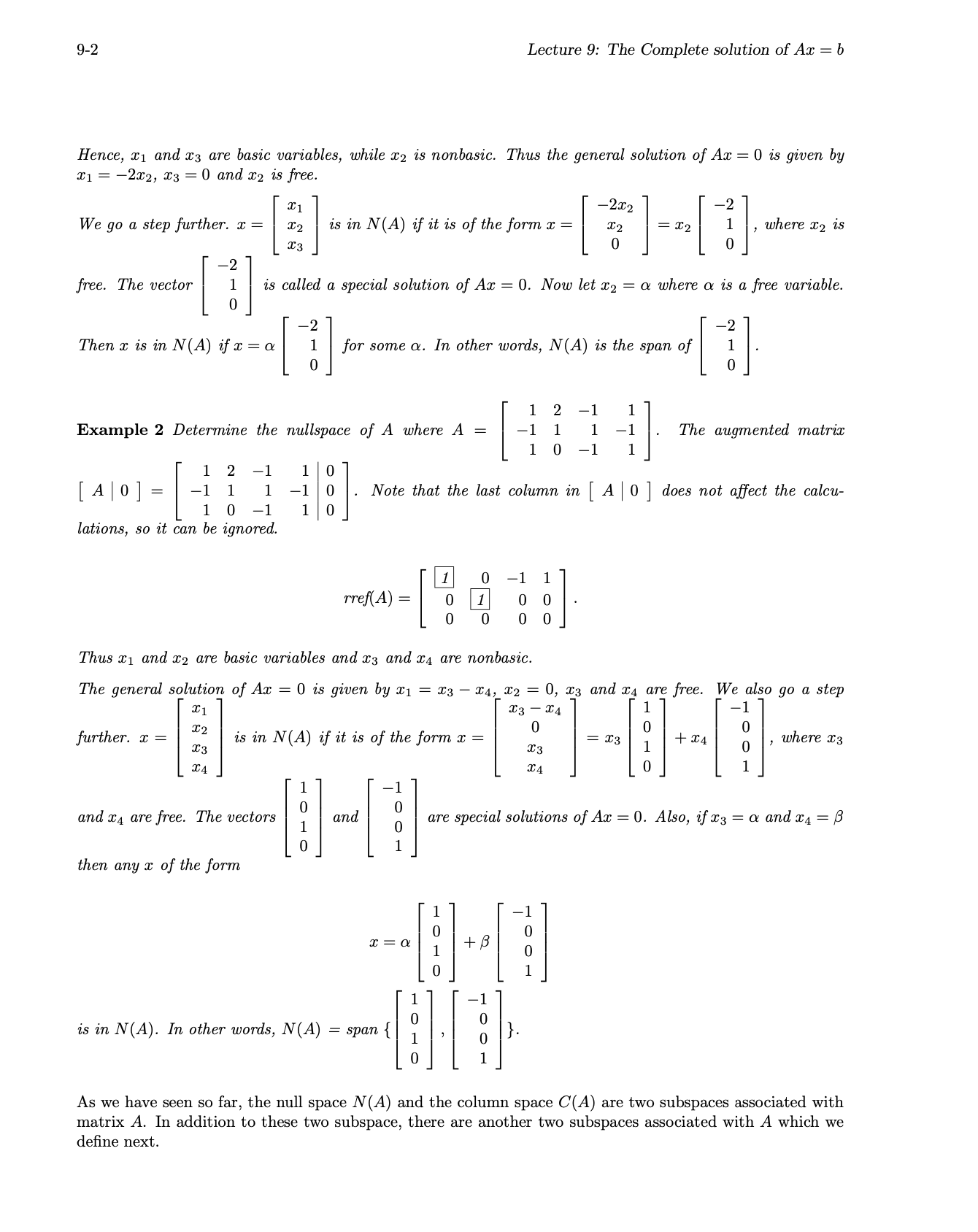 null space of A. . Find a such that rank A =1;