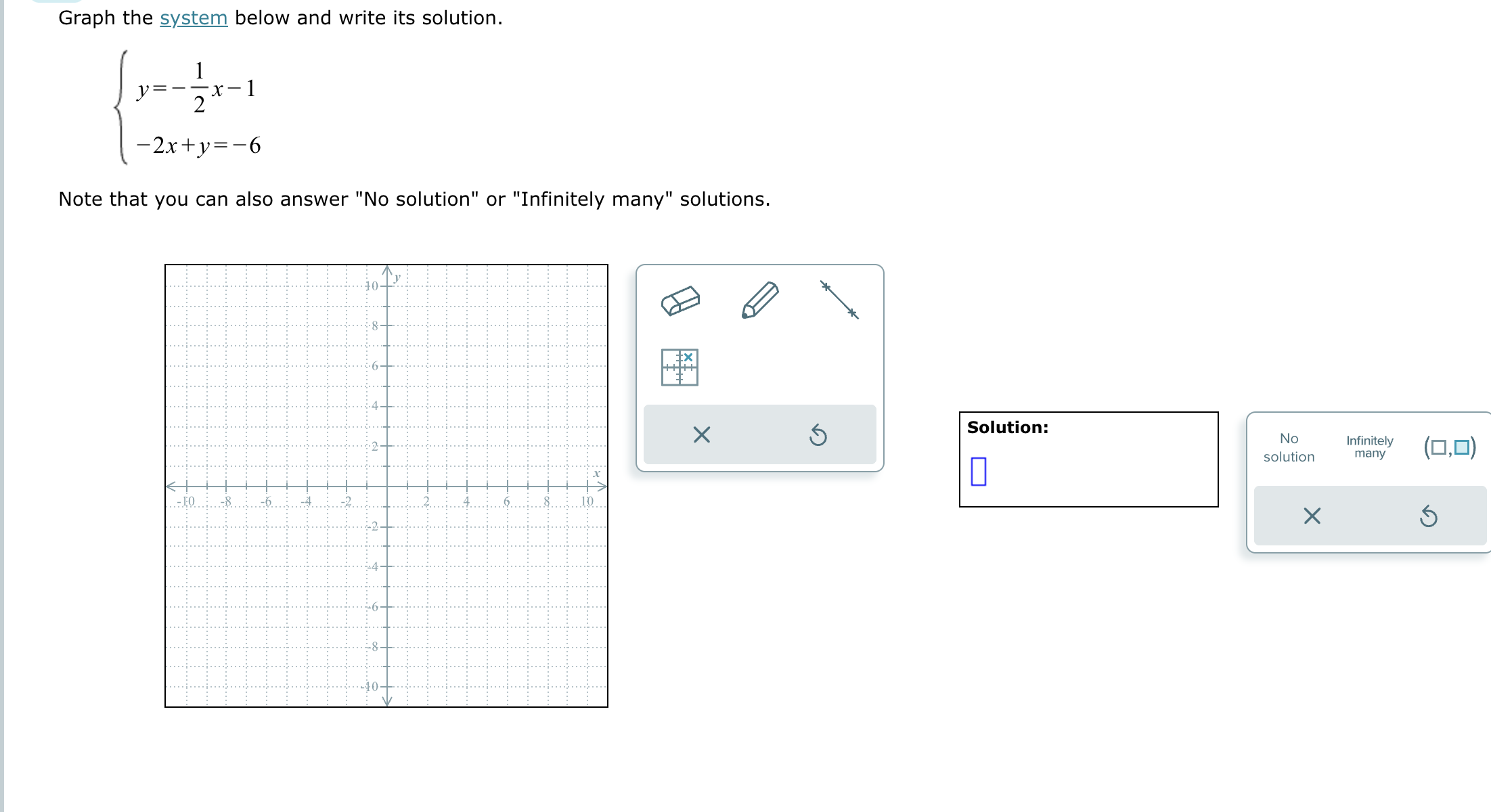  Graph the system below and write its solution. __1 _1 y
