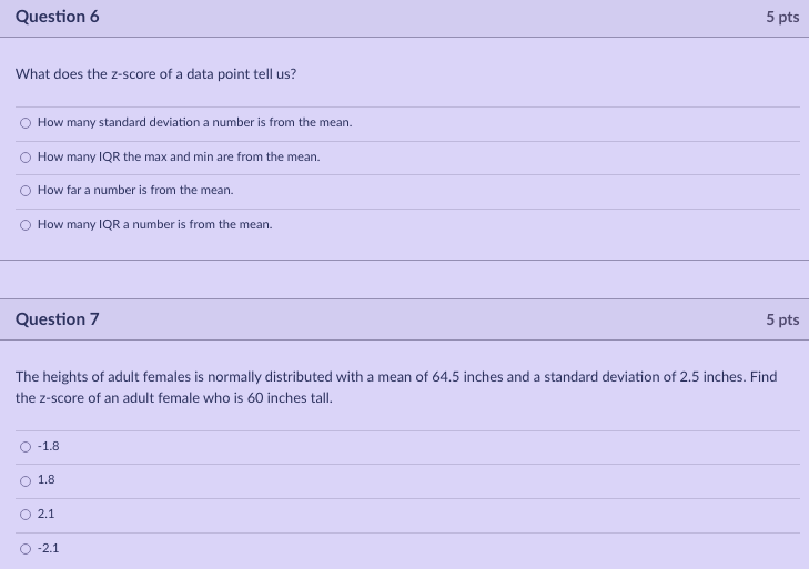 box plot O histogram Question 2 Find the IQR (interquartile range) for
