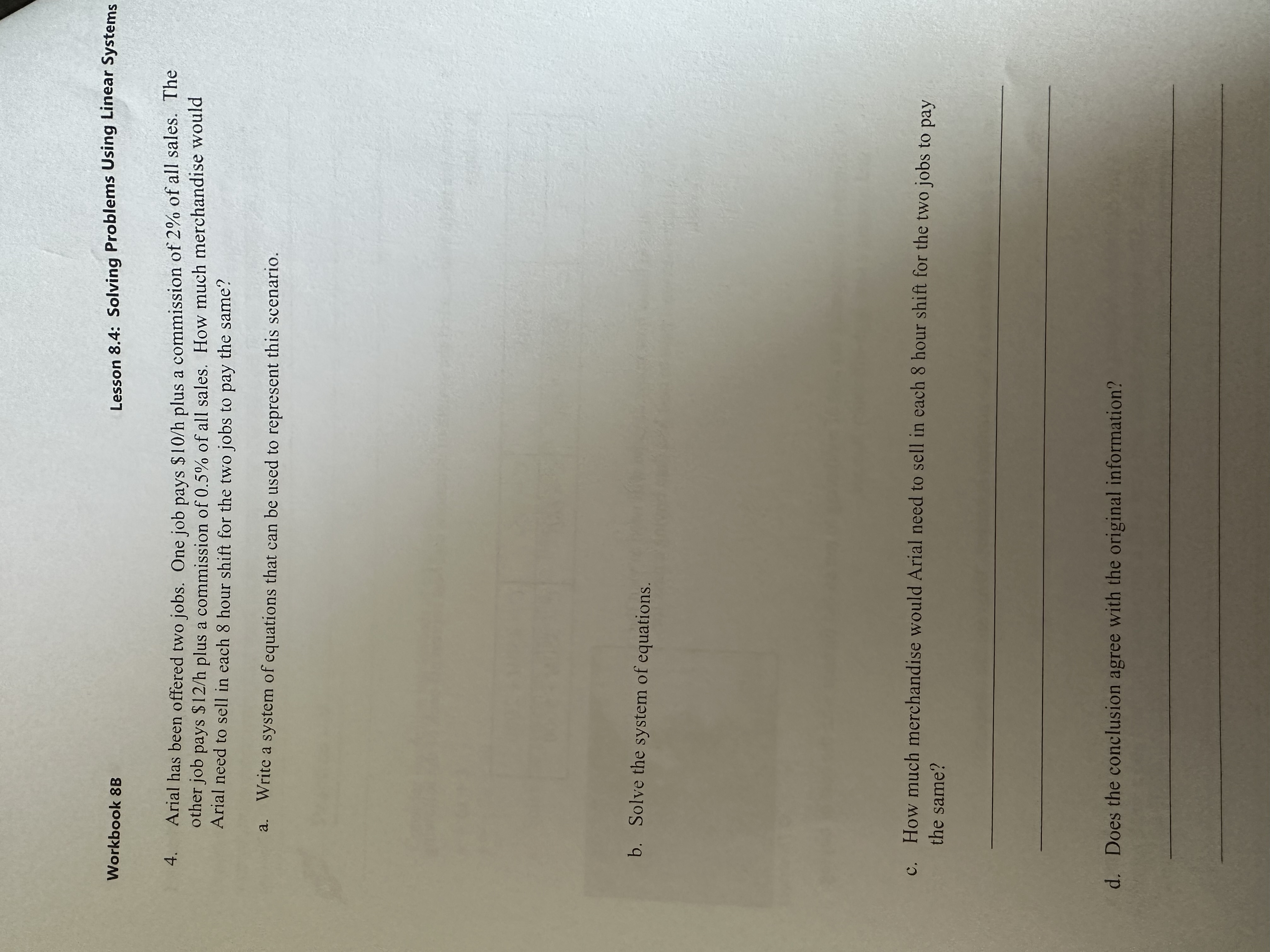  Workbook 8B Lesson 8.4: Solving Problems Using Linear Systems 4. Arial