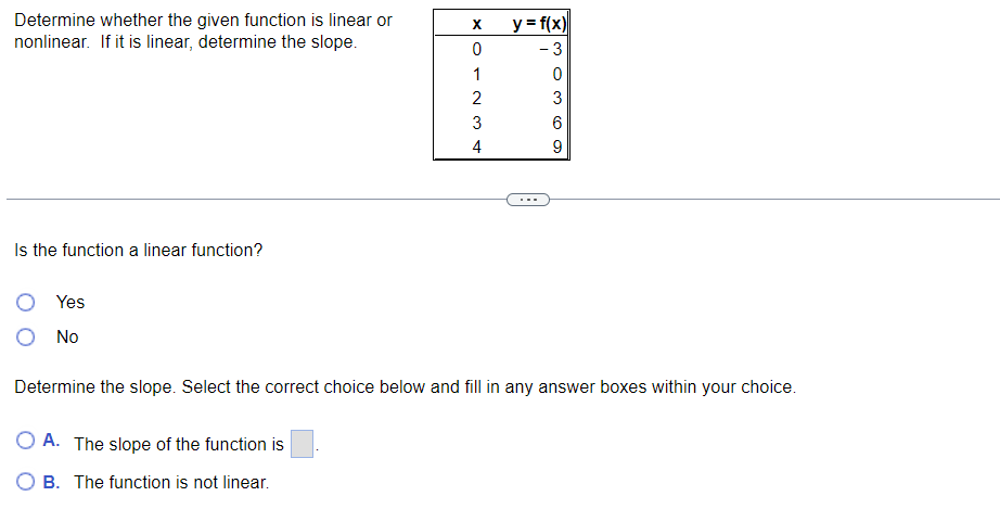  Determine whether the given function is linear or nonlinear. If it