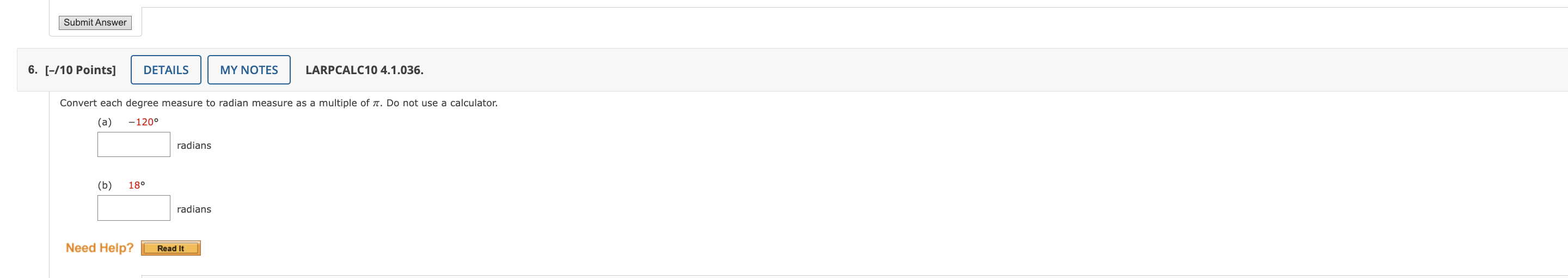 8. [0/14.28 Points] DETAILS MY NOTES LARPCALC10 3.5.007. Previous Answers Submission 1