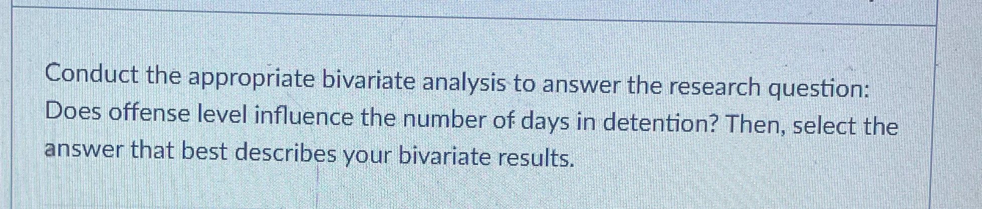 Conduct the appropriate bivariate analysis to answer the research question: Does