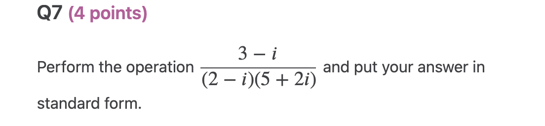 entry in 2 2i 3i 3 i the product BA in standard