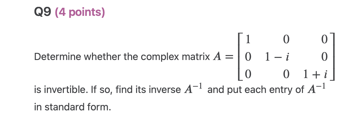 v = -5i. Find the modulus | zu2|.Q7 (4 points) 313 (2i)(5