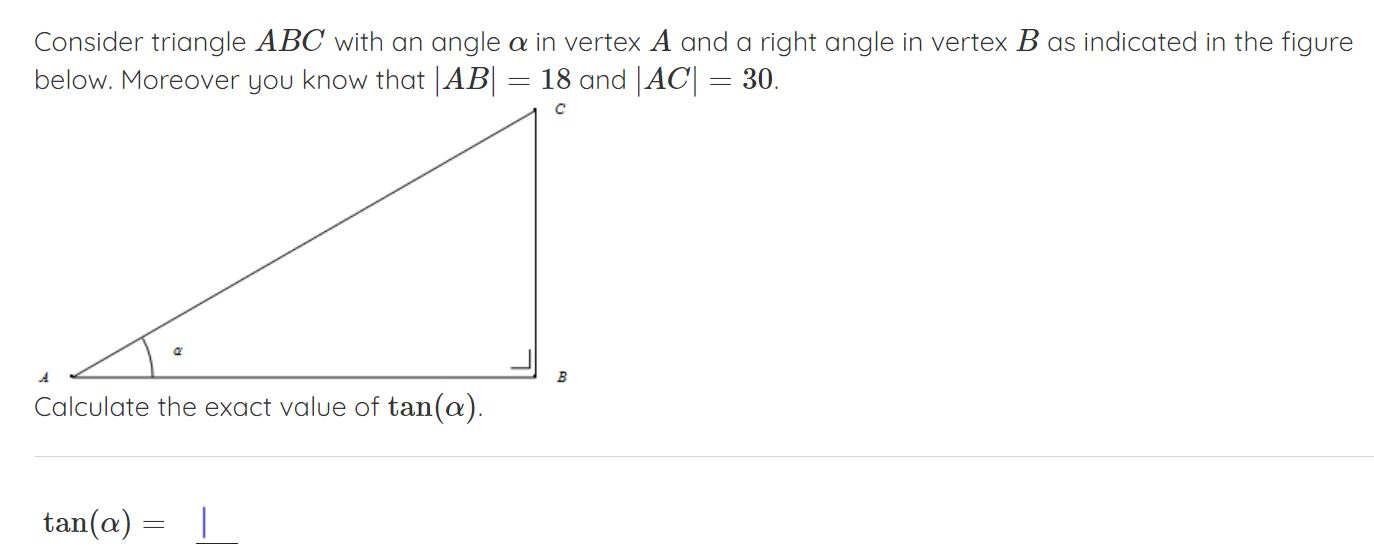 Consider triangle ABC' with an angle a in vertex A and
