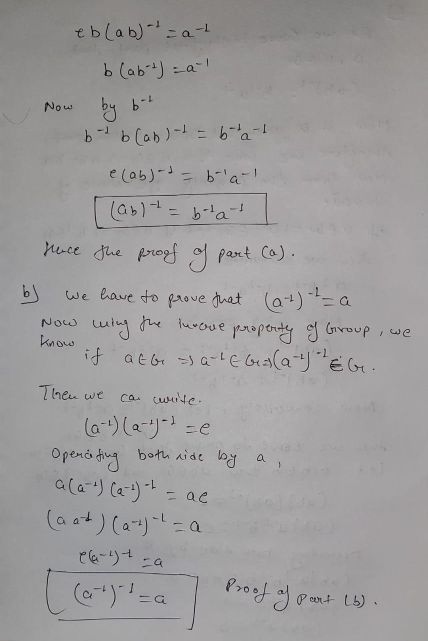 a. (c) Prove that G is abelian if and only if (ab)