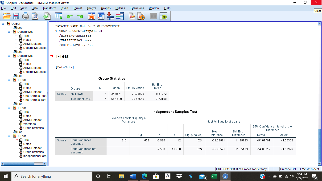 *Output1 [Document1] - IBM SPSS Statistics Viewer X File Edit View