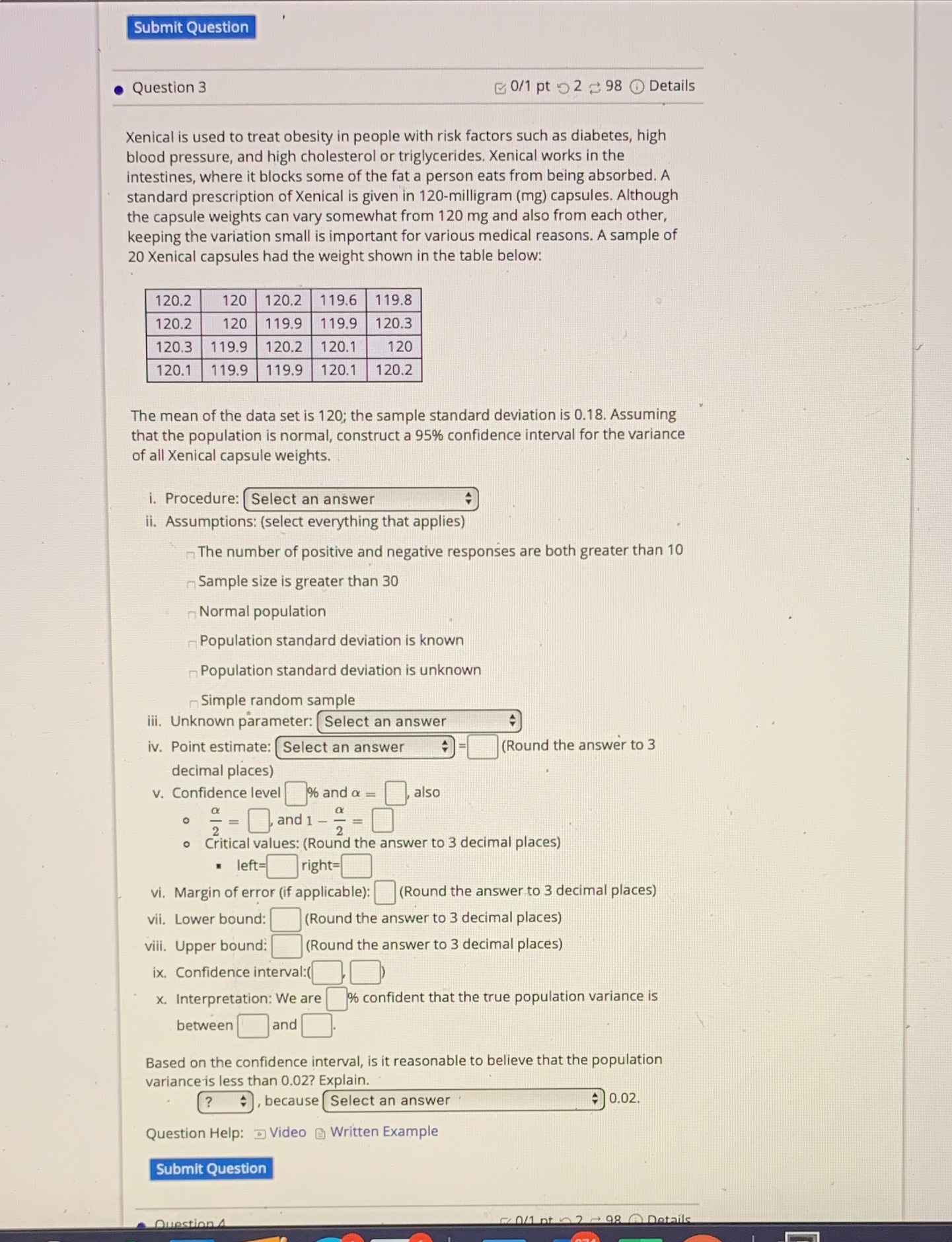  Submit Question . Question 3 0/1 pt 9 2 - 98