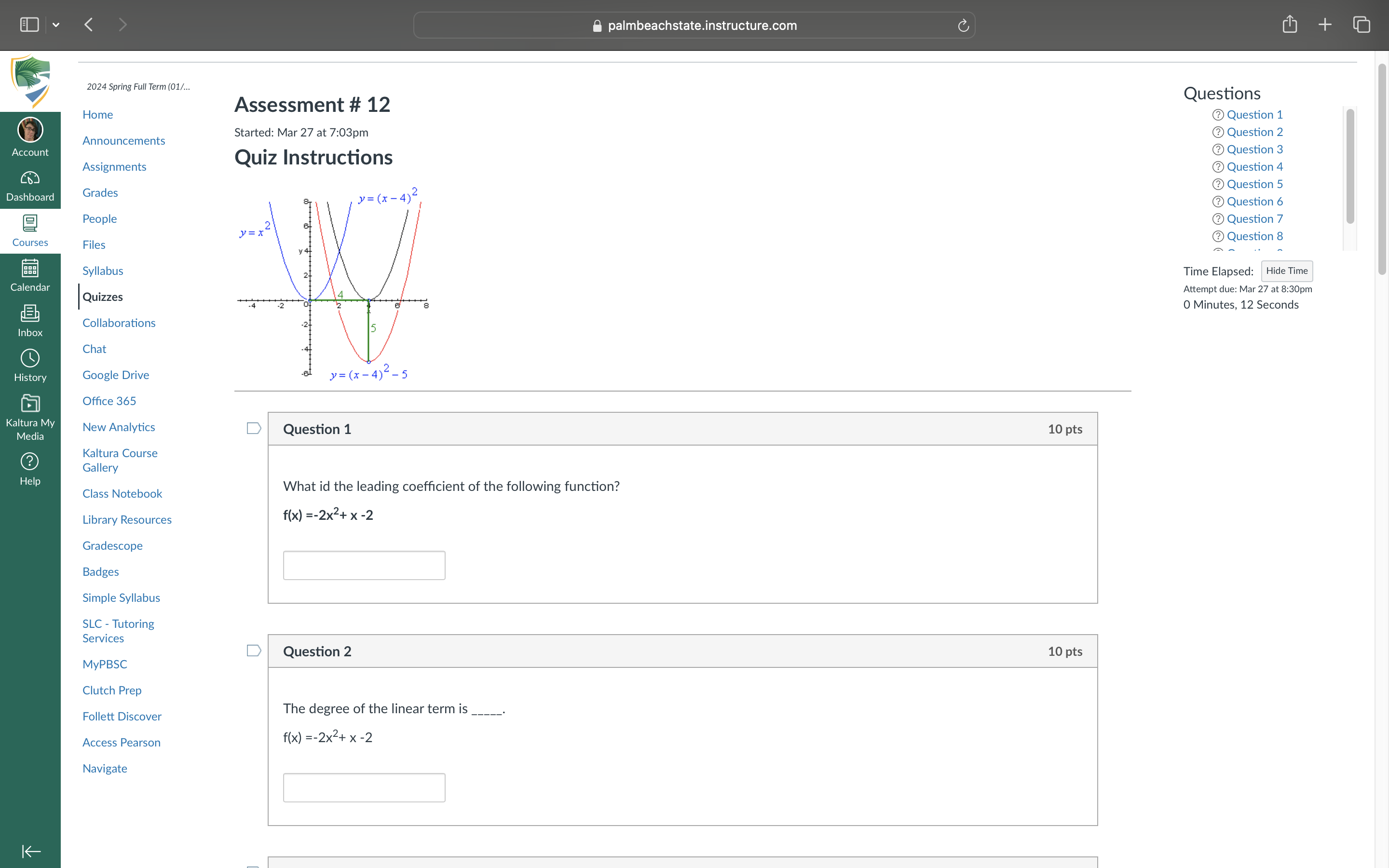 This is all in one palmbeachstate.instructure.com + 2024 Spring Full Term (01/...