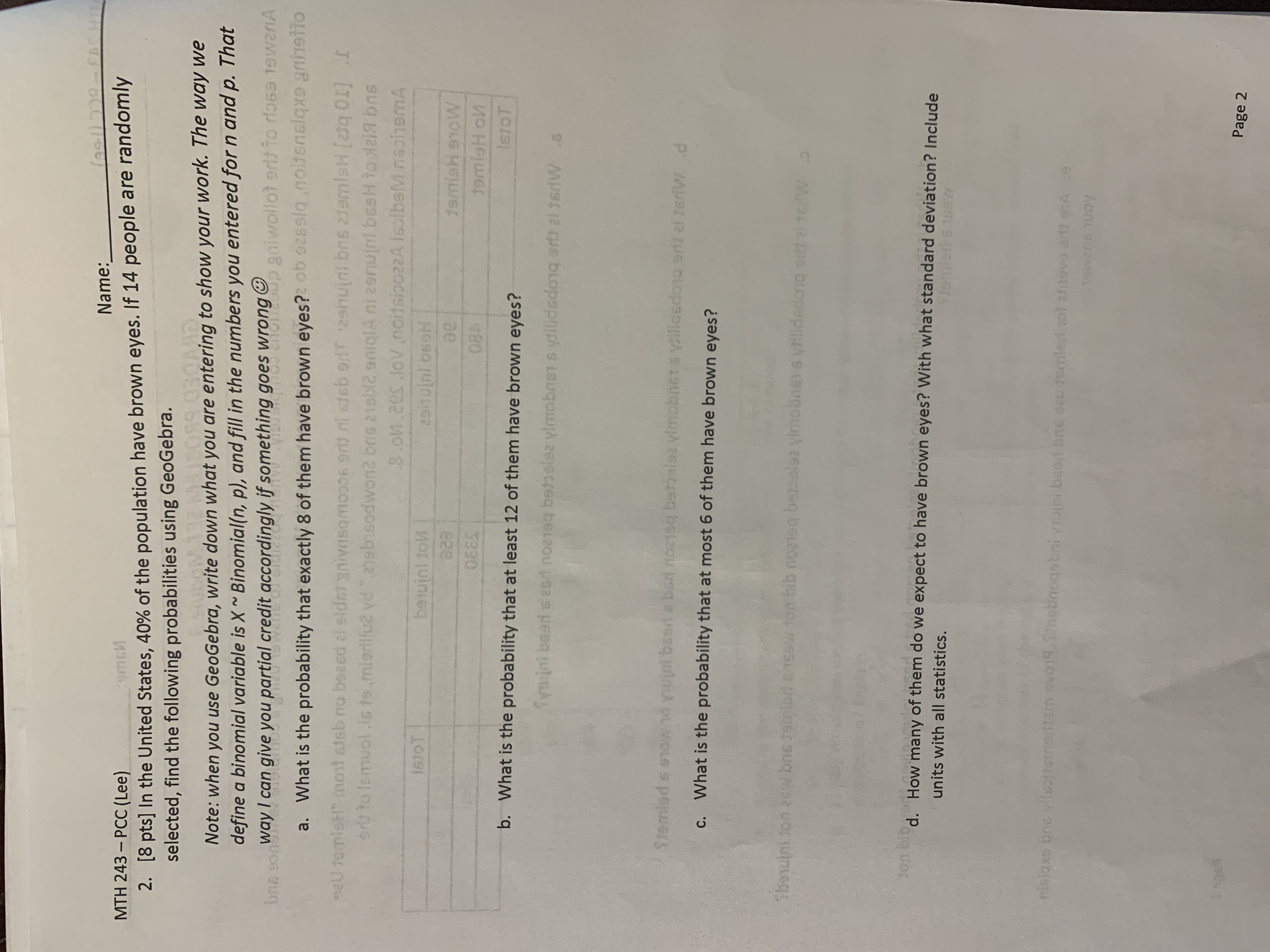 Please help me with these two attached problems. Name: MTH 243 -