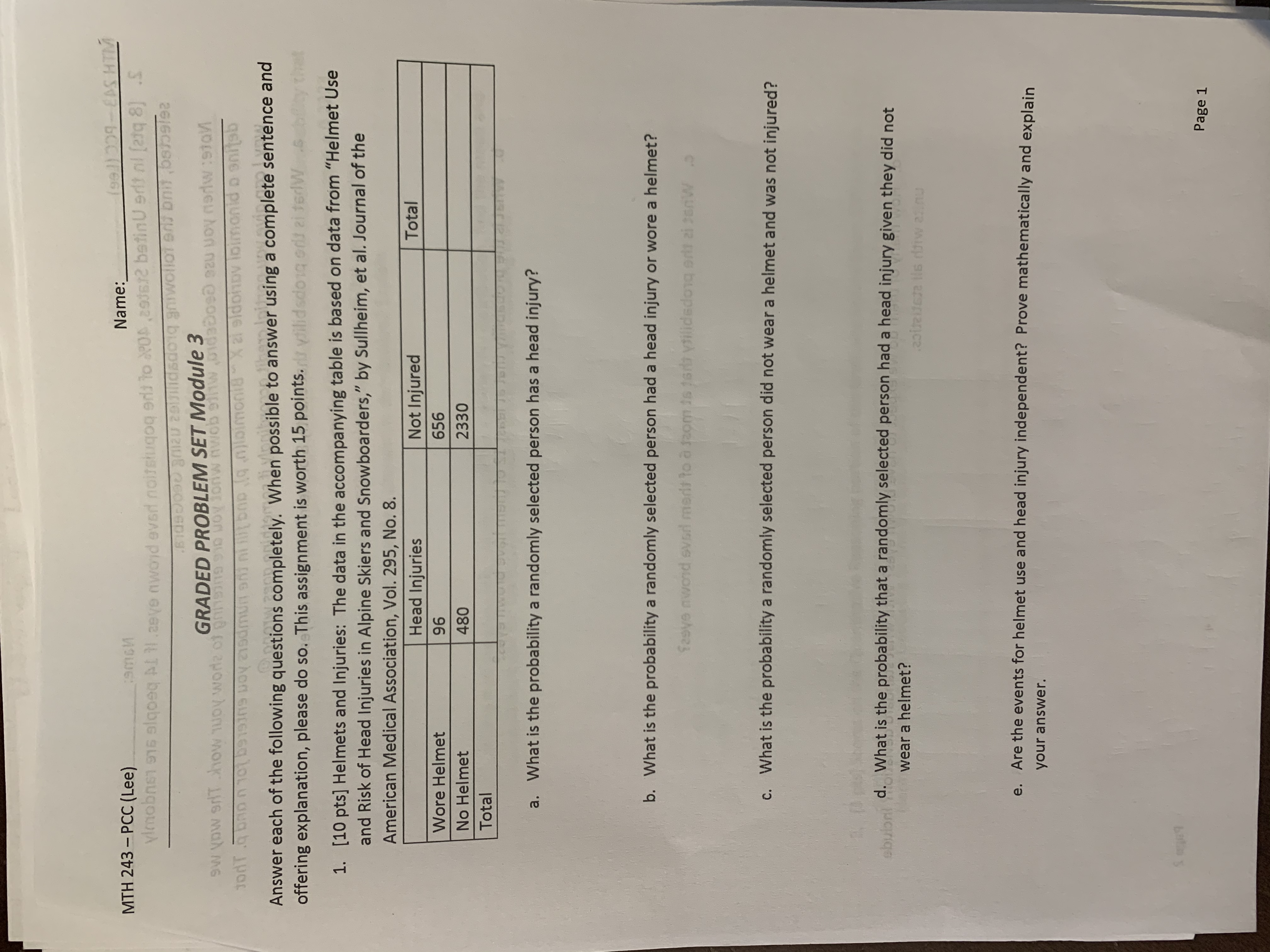 PCC (Lee) SMEN 2. [8 pts] In the United States, 40% of