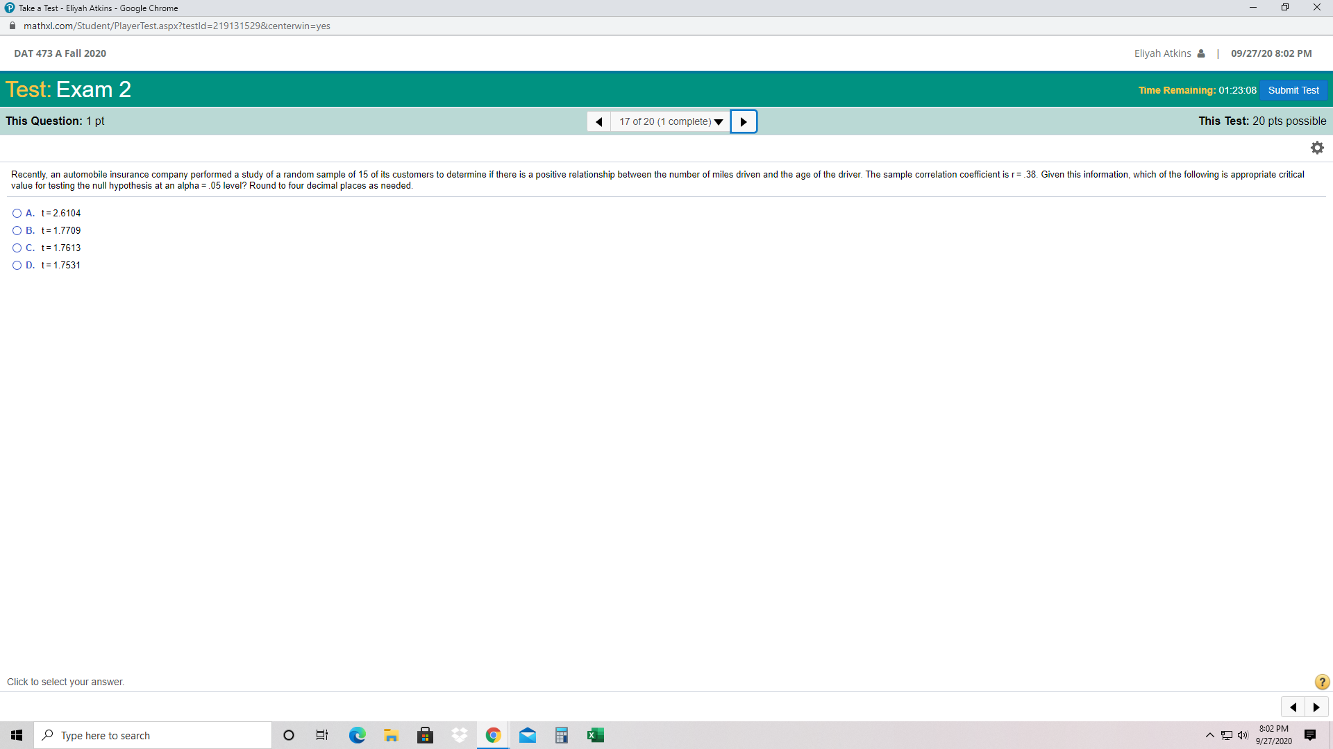 a Test - Eliyah Atkins - Google Chrome X mathxl.com/Student/PlayerTest.aspx?testld=219131529¢erwin=yes DAT 473