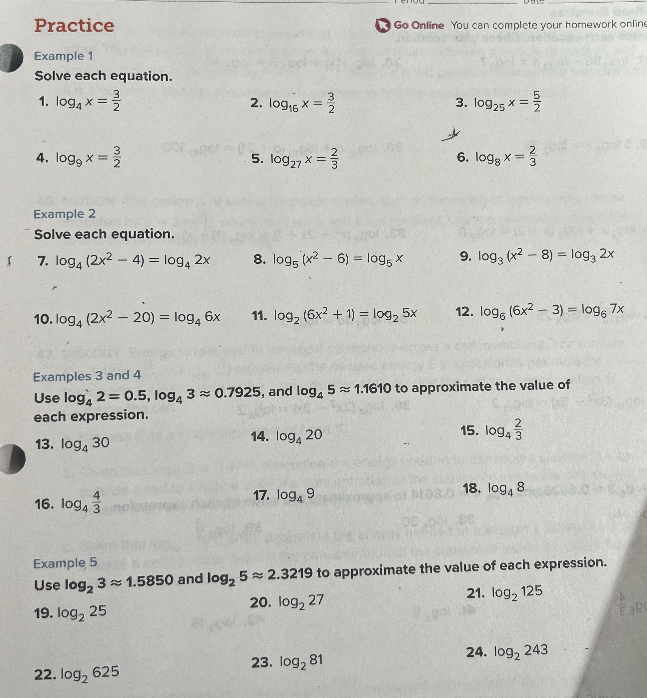  Practice Go Online You can complete your homework onlin Example 1