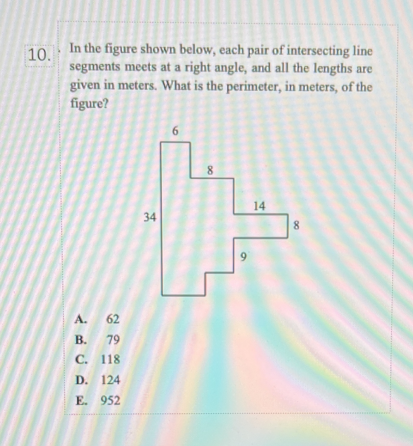 Help finding perimeter, please 10. In the figure shown below, each pair