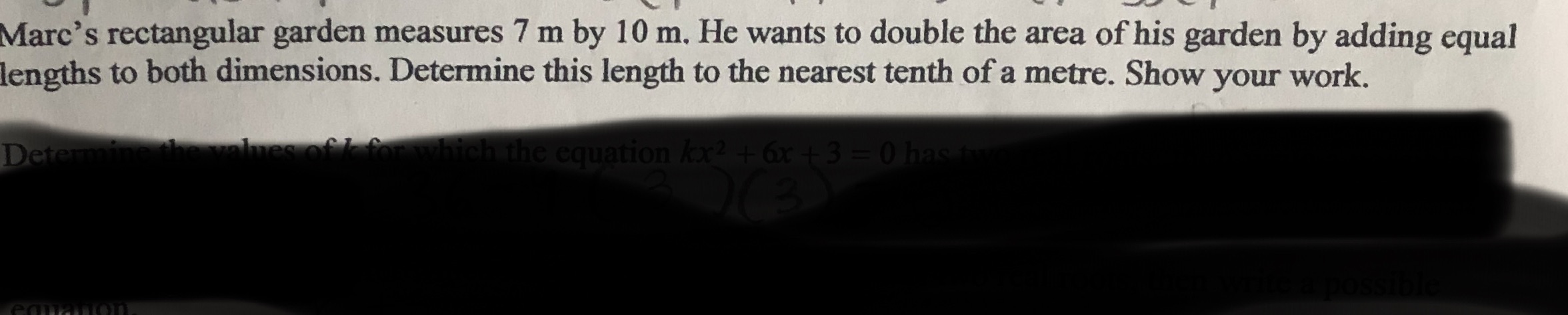 Marc's rectangular garden measures 7 m by 10 m. He wants