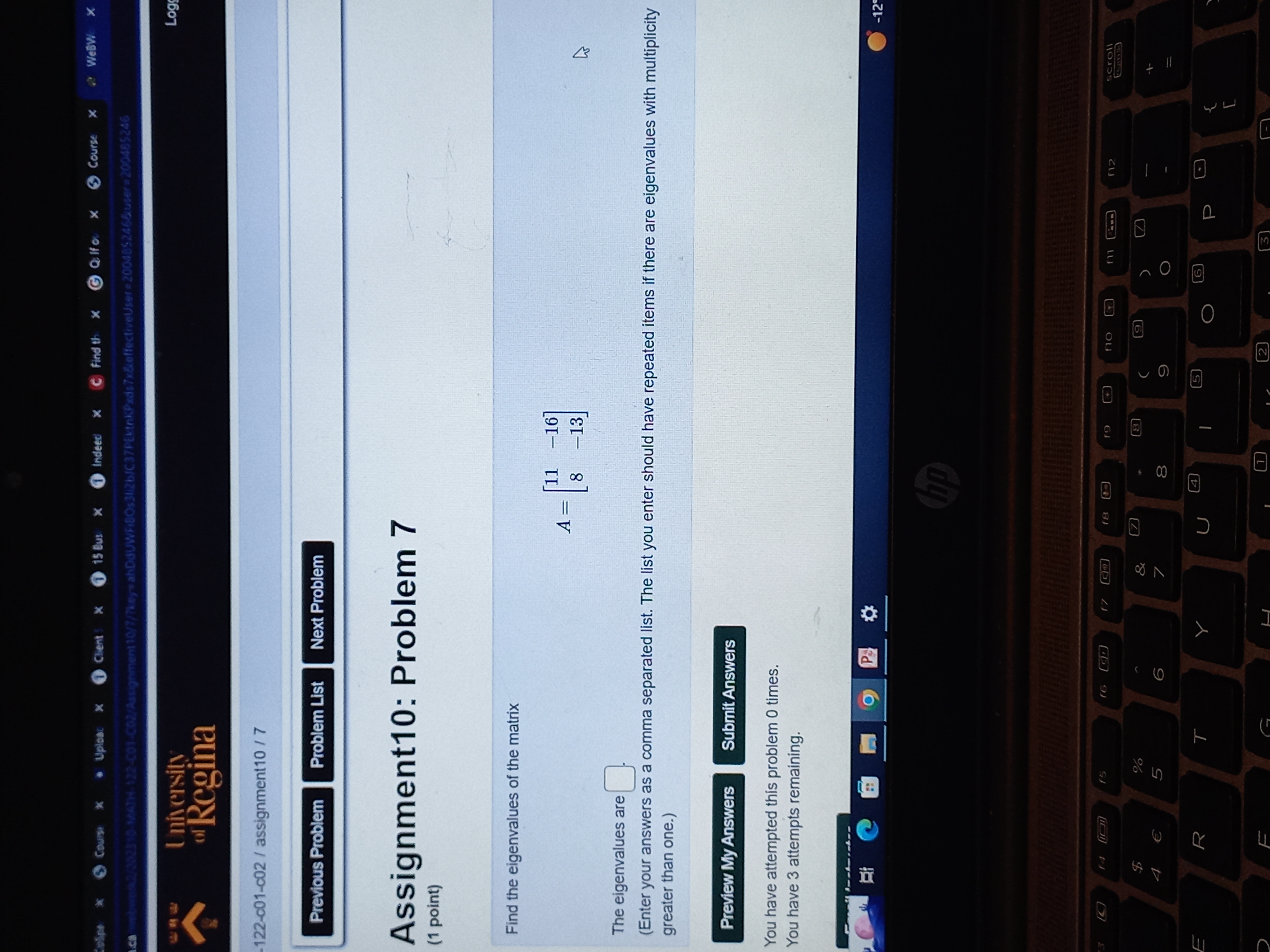 17 (1 point) Solve the following equations for z: (a) iz =