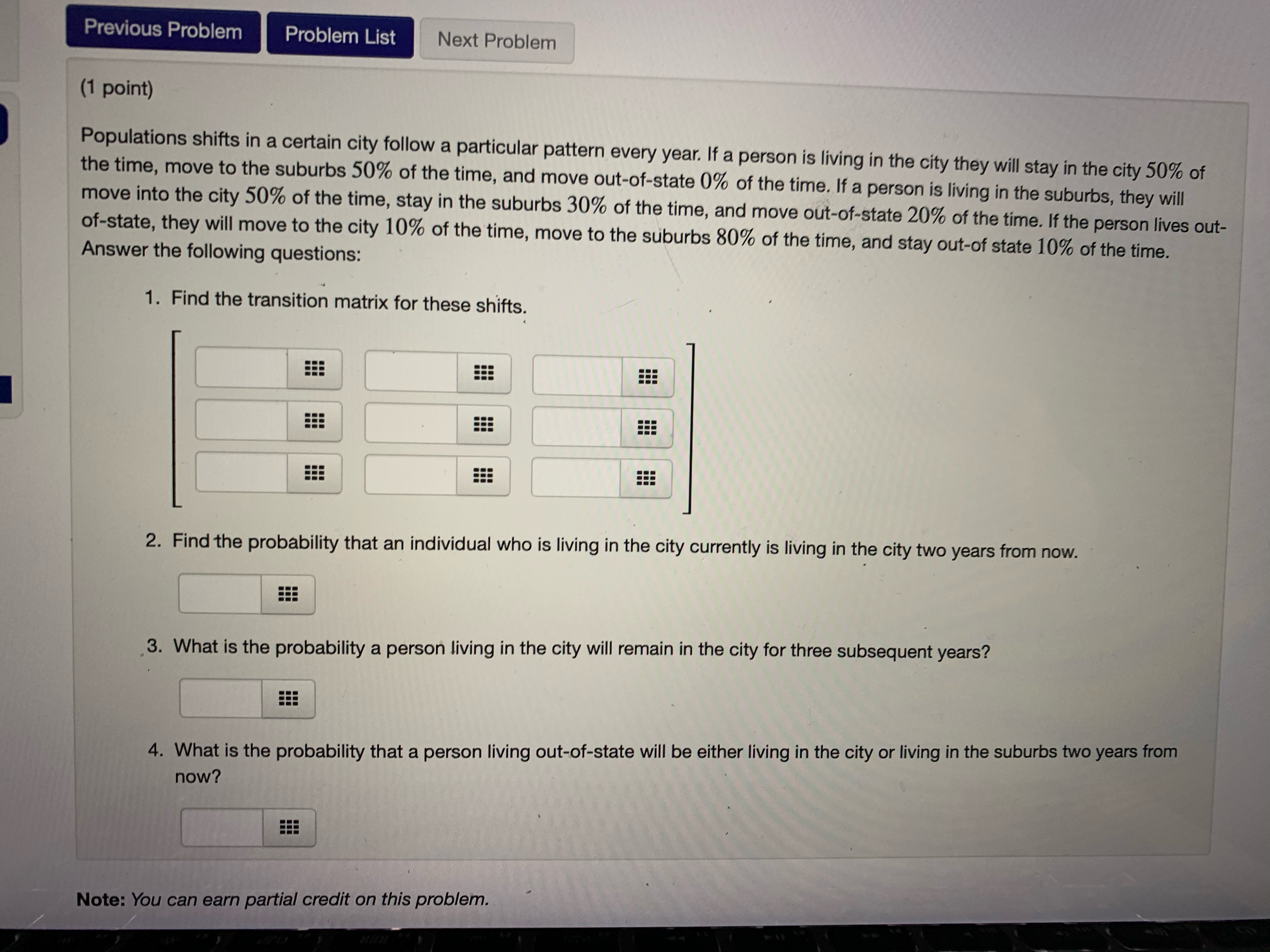 state 1 on the first observation, what is the probability that it