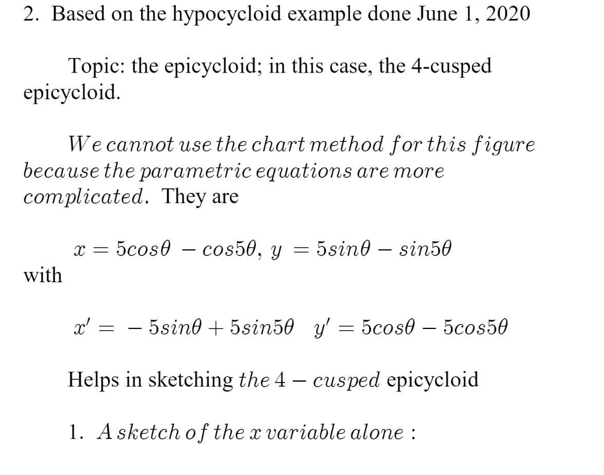 Parametric equations and polar coordinates problem: 2. Based on the hypocycloid example