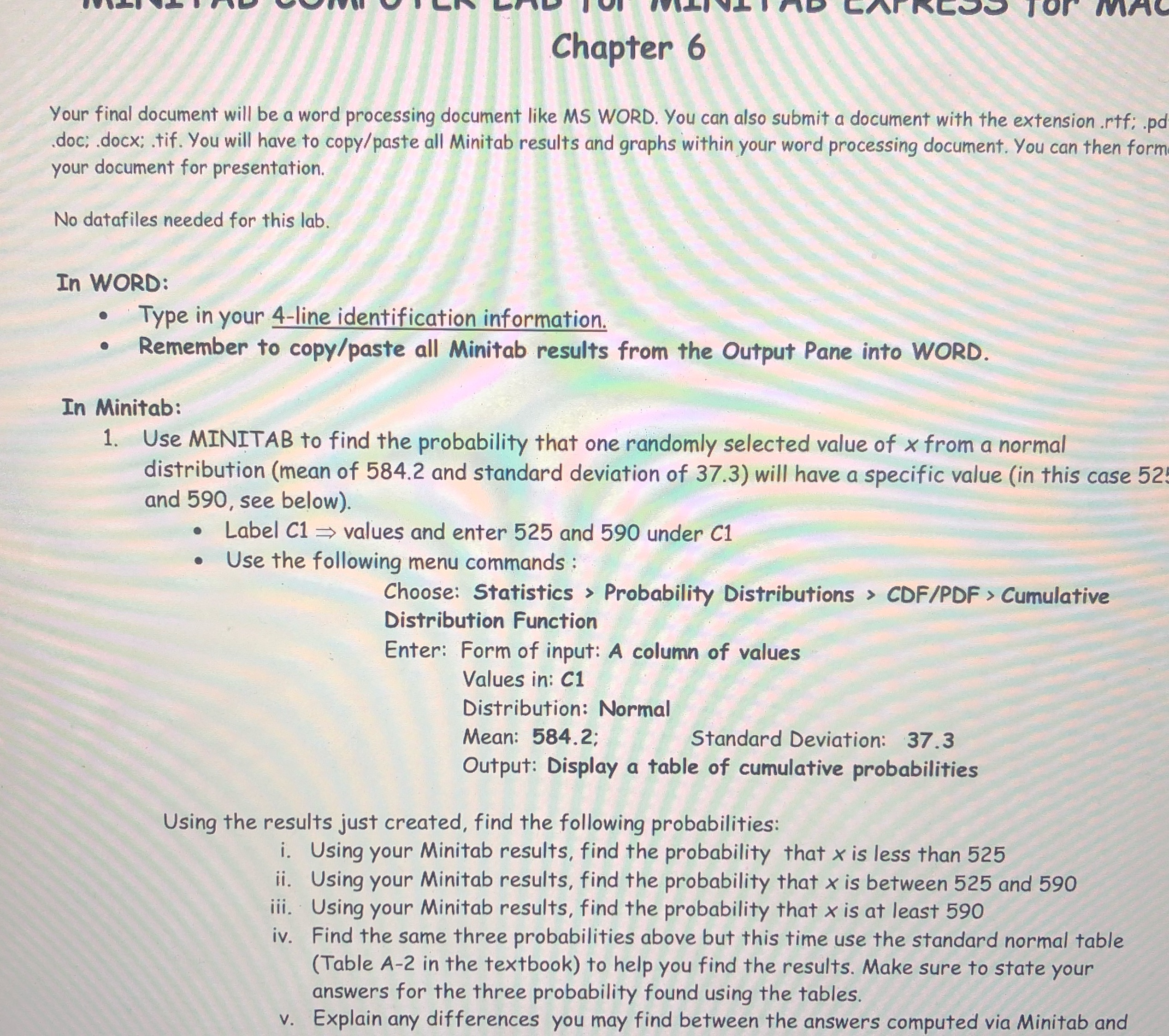  Chapter 6 Your final document will be a word processing document