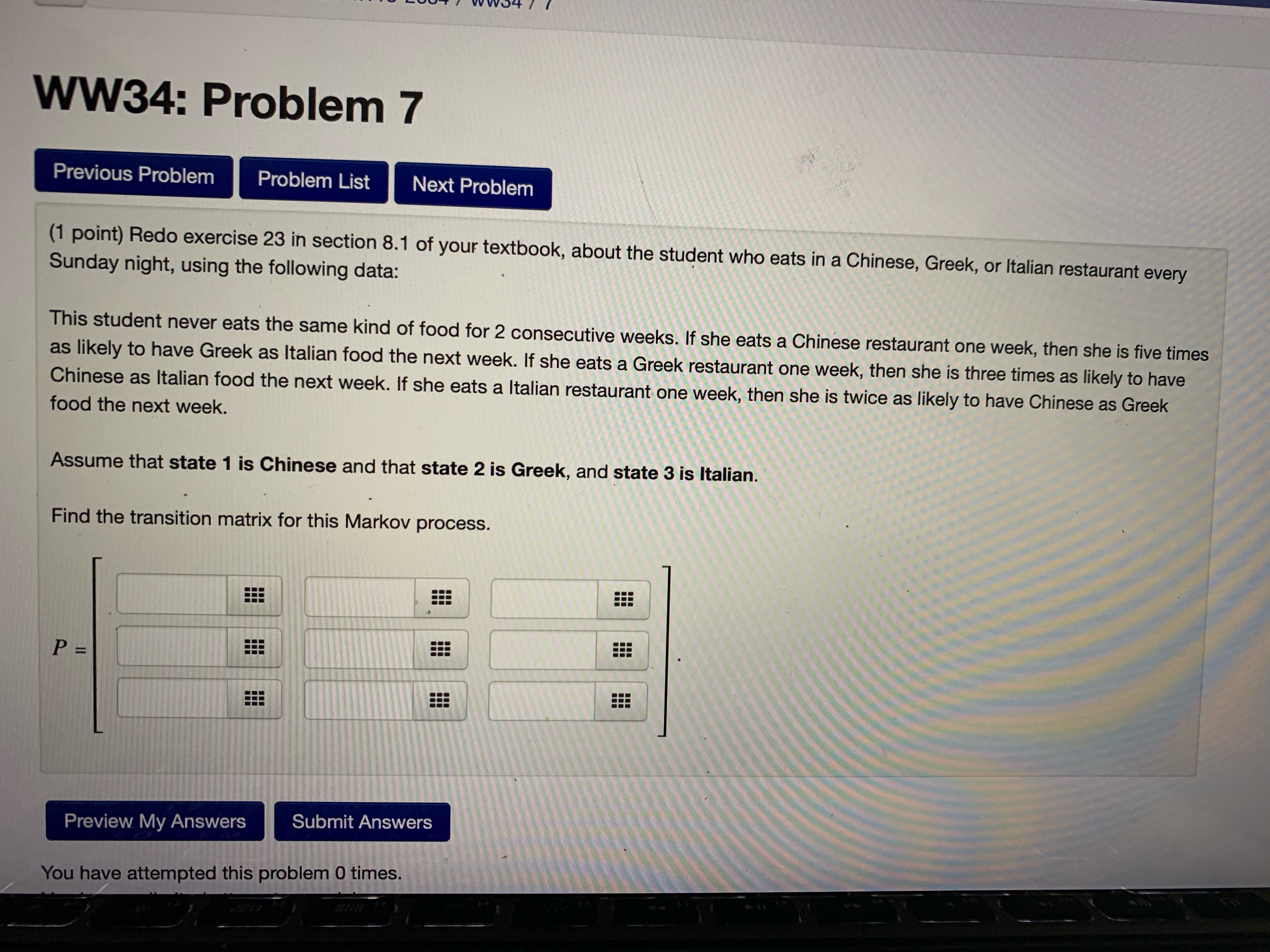 2 on the first observation, what is the probability it is in