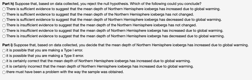 has suggested that global warming has caused icebergs to have greater depth.