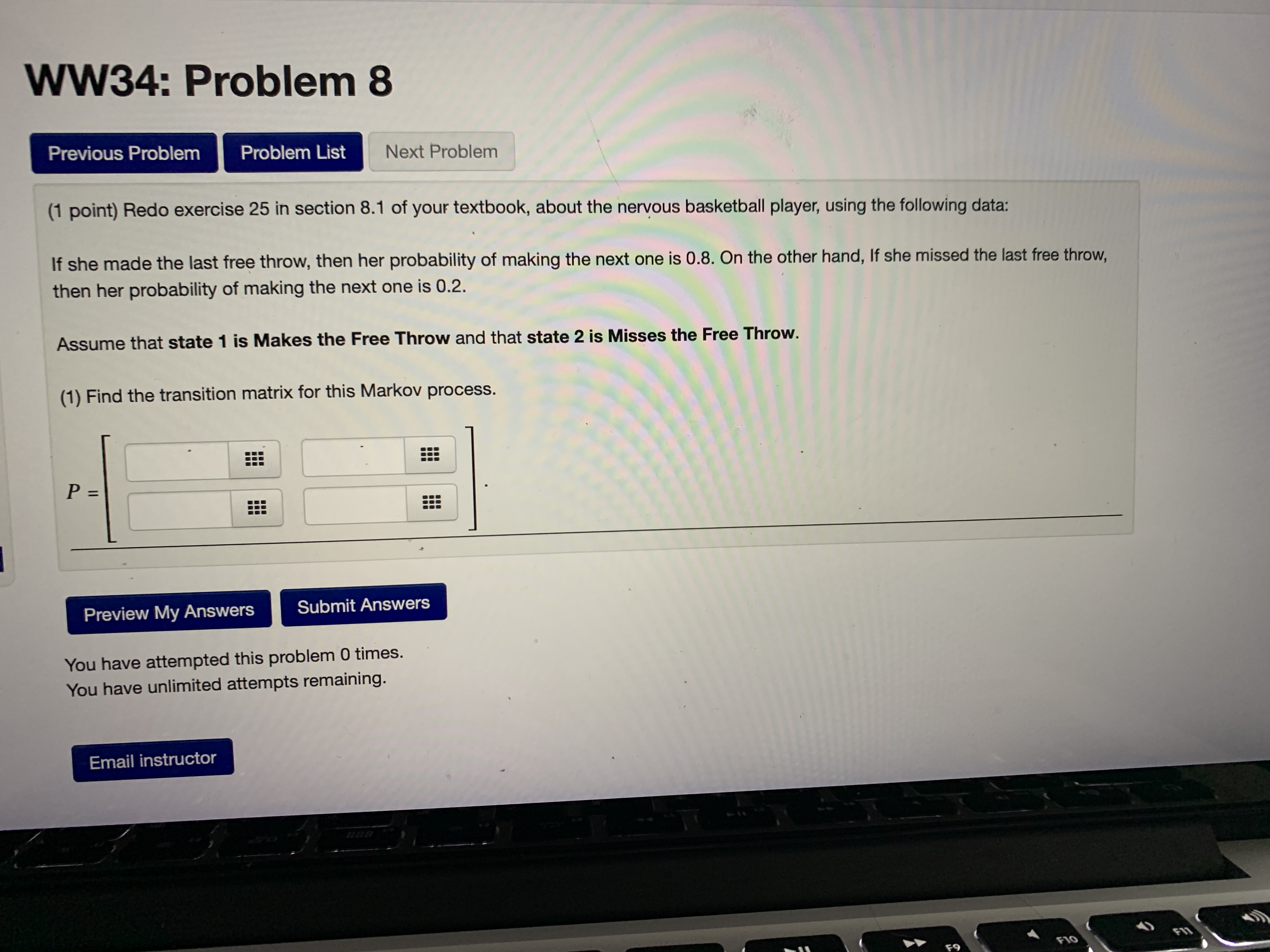 state 2 on the third and fifth observation?(1 point) Suppose a two-state