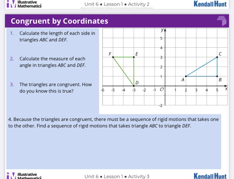 GEOMETRY Coordinate Geometry Lesson 1 Rigid Transformations in the Plane Learning Target: