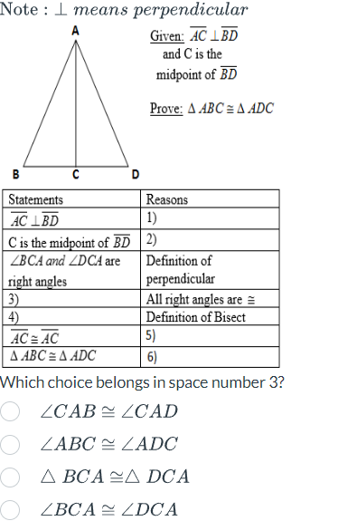  Note : 1 means perpendicular A Given: AC IBD and C