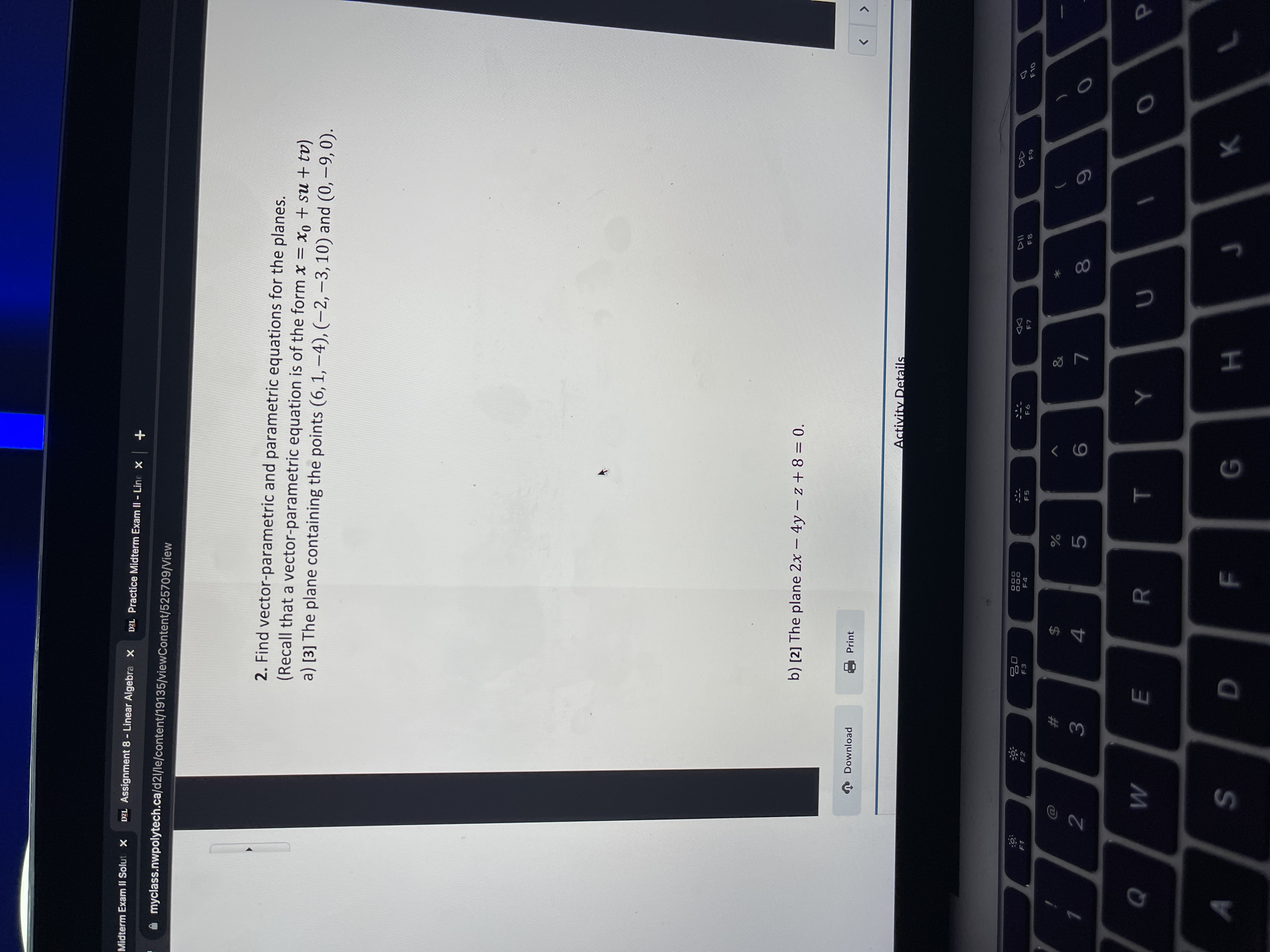 Exam II - Line X + polytech.ca/d21/le/content/19135/viewContent/525709/View MA1200 A2 F23 Assignment 8