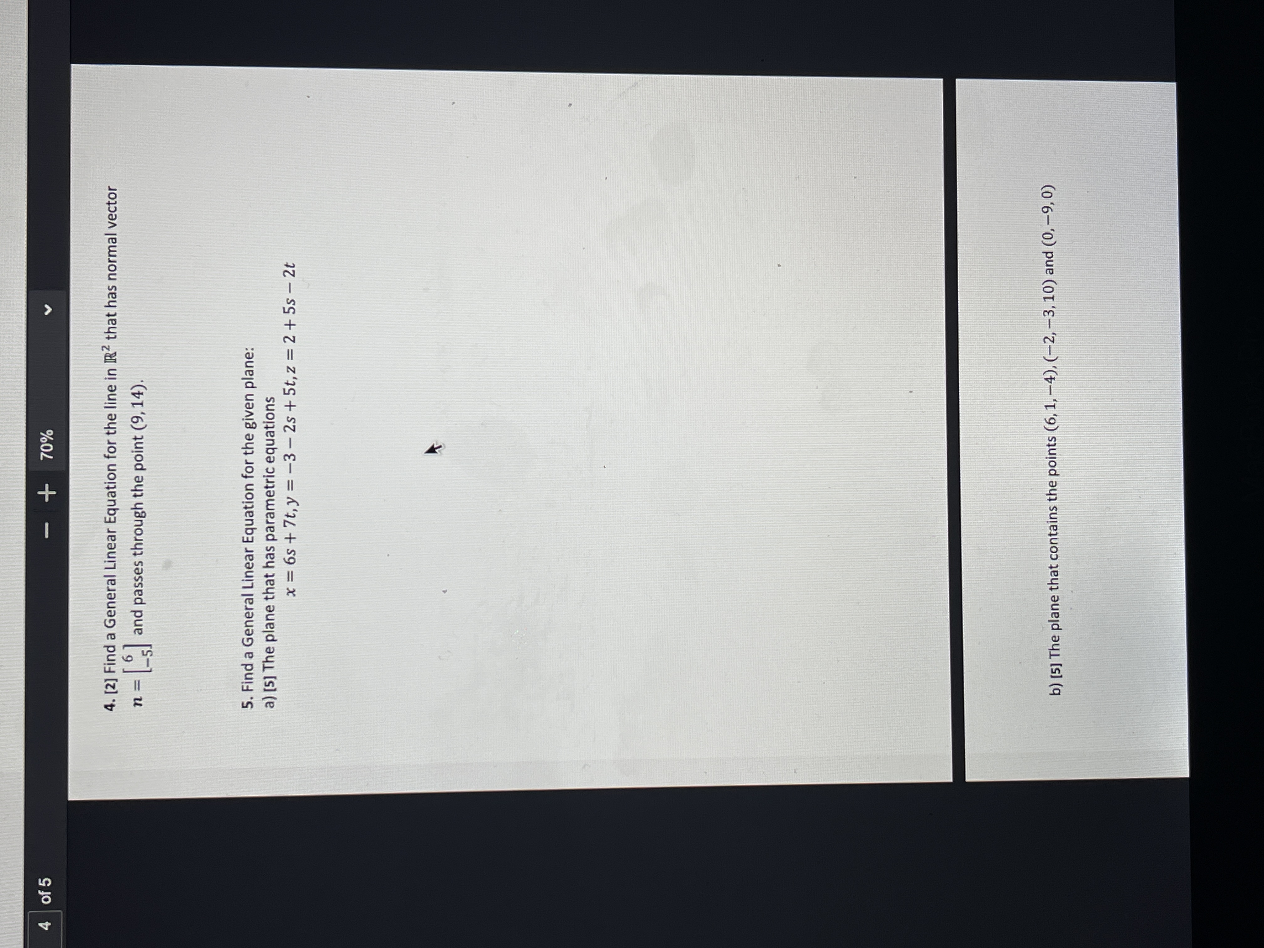 parametric equations for the following lines in IR 3 a) [3 marks]