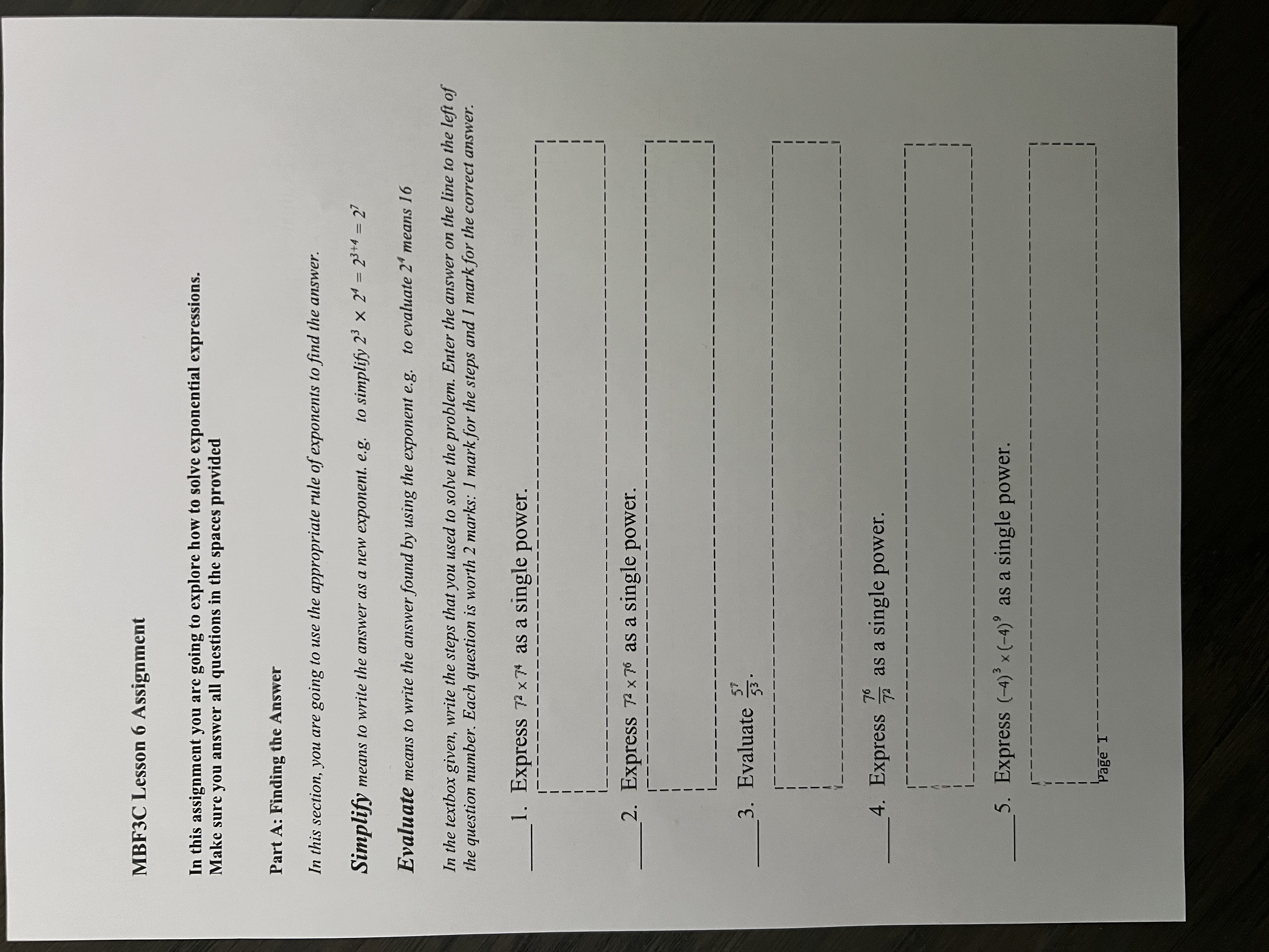 MBF3C Lesson 6 Assignment In this assignment you are going to