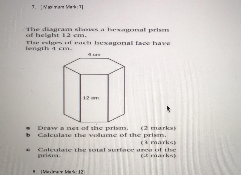  7. [ Maximum Mark: 7] : The diagram shows a hexagonal