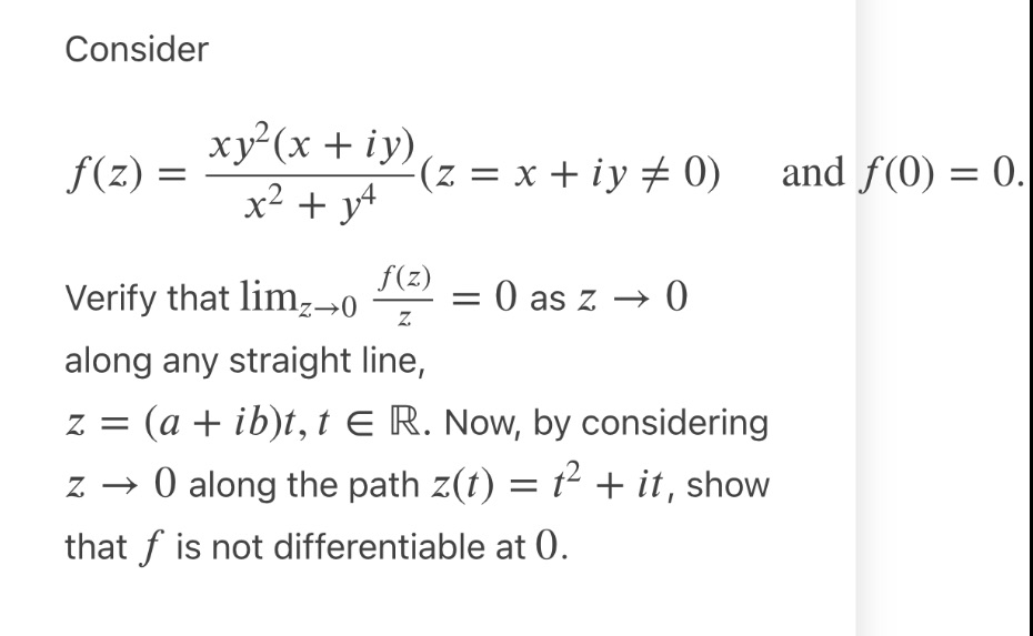 Please solve in details. This is a complex analysis assignment Consider f