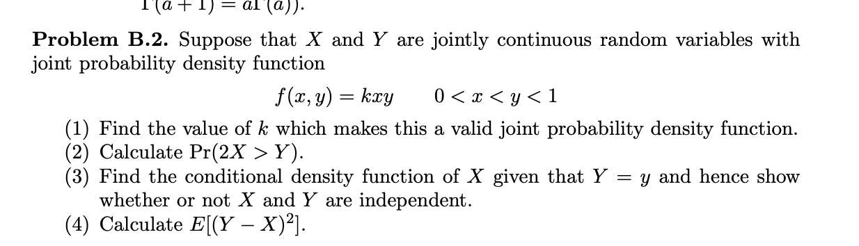 Suppose that X and Y are jointly continuous random variables with joint