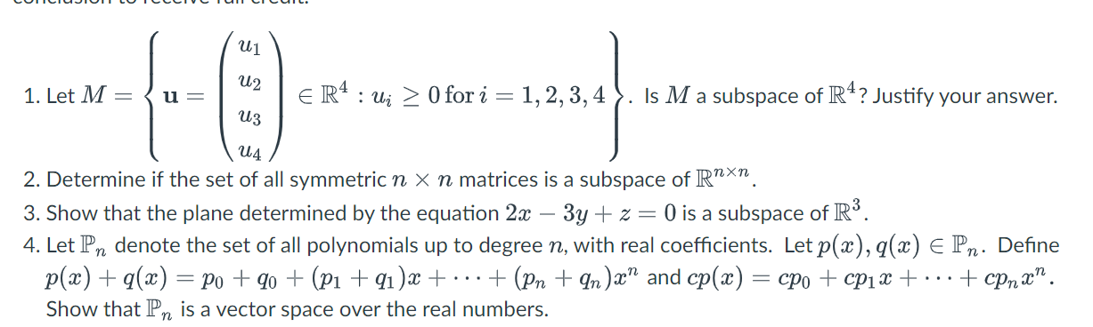  U1 U2 1. Let M = u = ER : ui