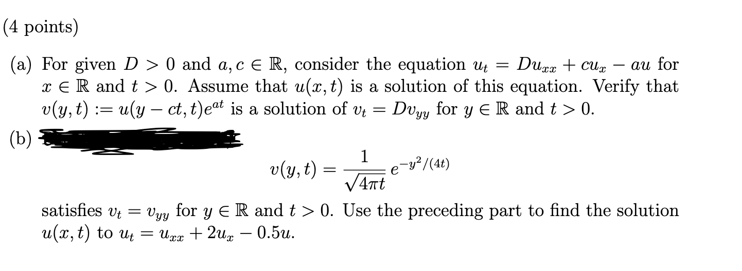 (4 points) (a) For given D > 0 and a, c