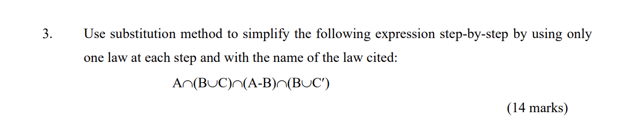 ( BAU ( ') distributive law. ( An B ) U (