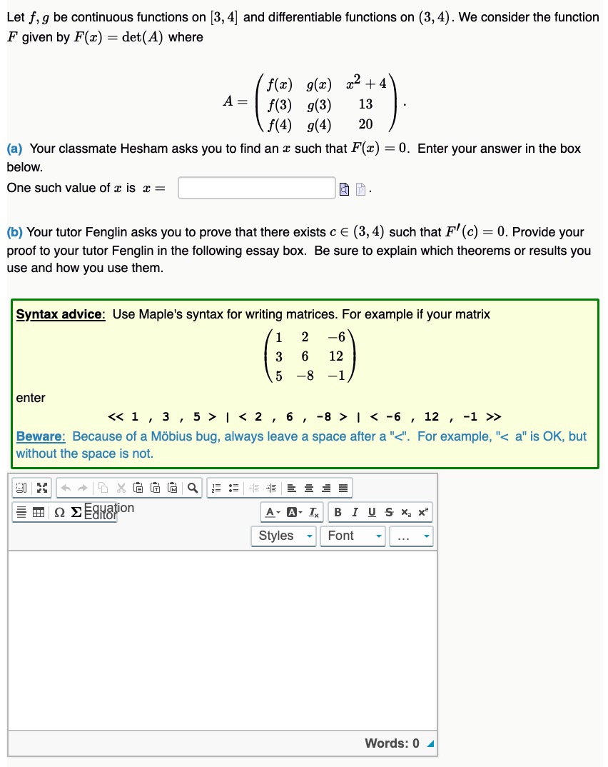 QUESTION 1 Let 3', gr be continuous functions on [3, 4] and