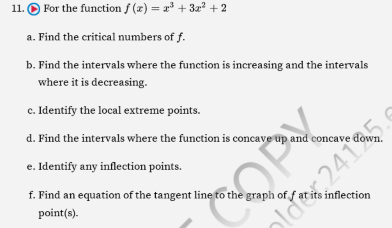  11. For the function f (x) = 23 + 3x2 +