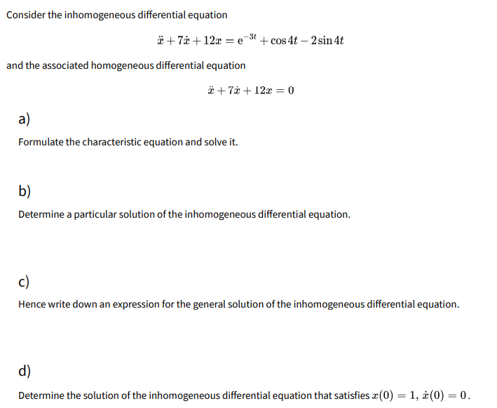 i stuck in this question solve this question quickly Consider the inhomogeneous