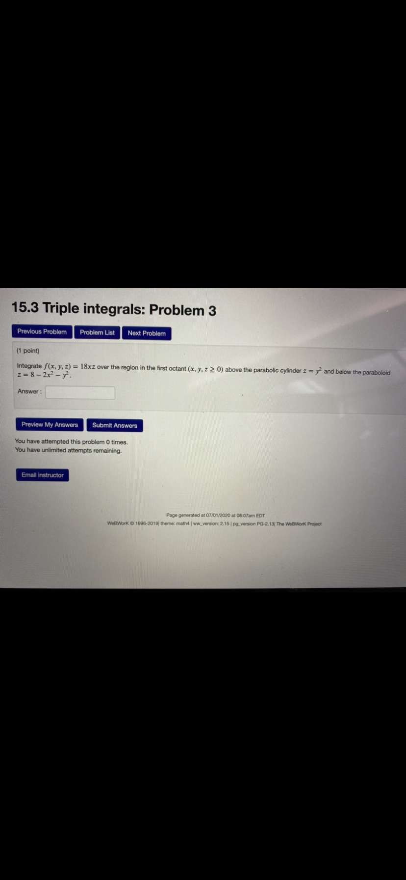 ) is the region bounded by z =9-y. z=0, y=4x, x=0, y20.